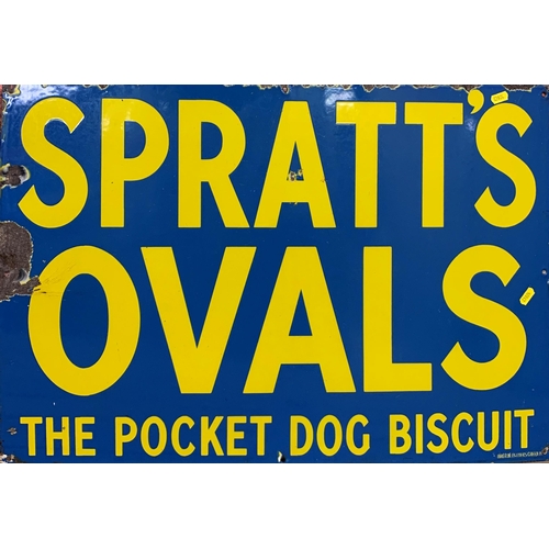 2507 - Enamel Vintage advertising sign - 'Spratts Ovals, the Pocket Dog Biscuit',  W76cm x H51cm