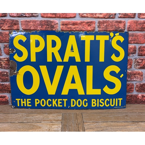 2507 - Enamel Vintage advertising sign - 'Spratts Ovals, the Pocket Dog Biscuit',  W76cm x H51cm