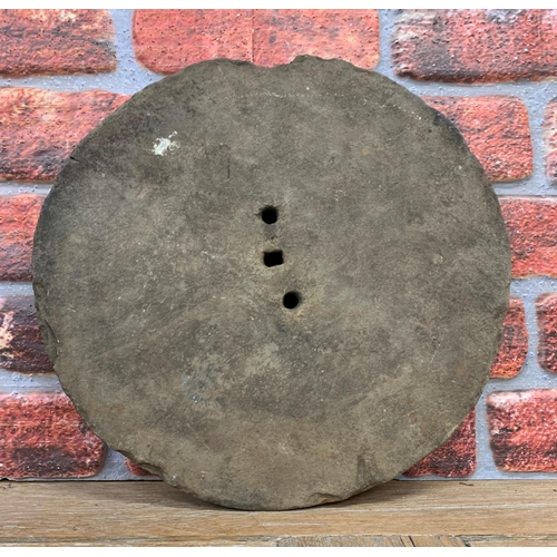 1278 - Antique thin grinding stone millstone, stone W38cm