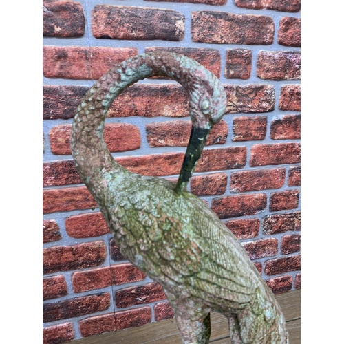 1280 - French Mid-20th Century painted garden Iron and composition statue of a greater Flamingo H78cm