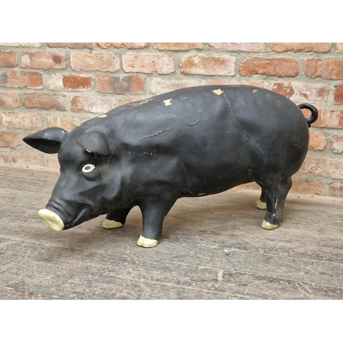 1035 - Contemporary painted resin pig, H 50cm x W 102cm (AF)