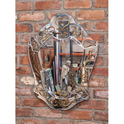 2416 - Quality Verre Eglomise Venetian wall mirror, 79 x 59cm