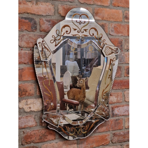 2416 - Quality Verre Eglomise Venetian wall mirror, 79 x 59cm