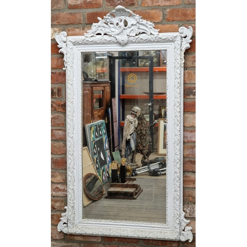 2418 - 19th century French gesso painted mirror, original mercury glass, 138 x 84cm