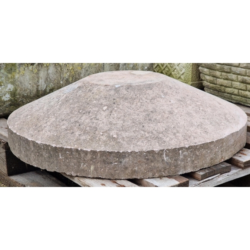 1072 - Large reconstituted stone staddle stone cap, H 16cm x W 60cm