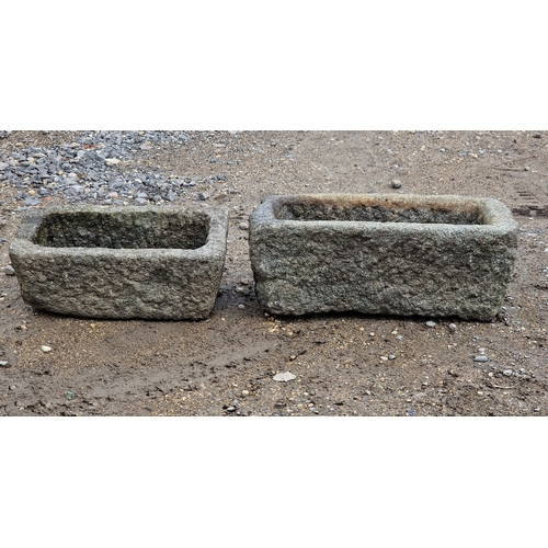 1075 - Two small granite troughs, largest H 17cm x W 49cm x D 22cm (2)