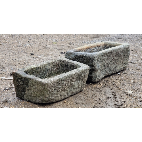 1075 - Two small granite troughs, largest H 17cm x W 49cm x D 22cm (2)