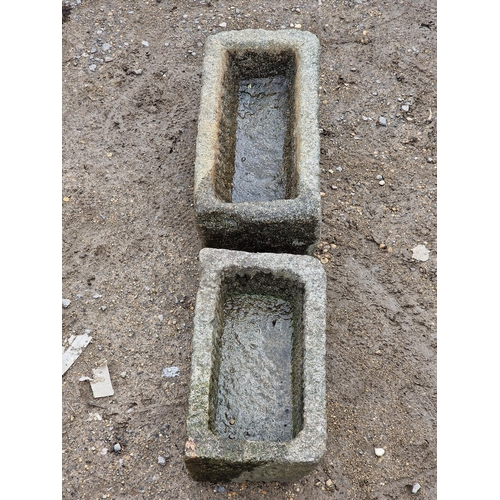 1075 - Two small granite troughs, largest H 17cm x W 49cm x D 22cm (2)