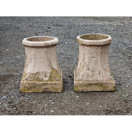 1079 - Two small octagonal chimney pots, largest H 35cm x W 30cm (2)