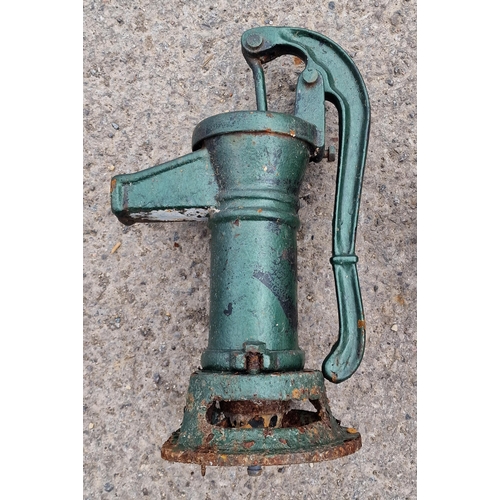 1083 - Pair of painted cast iron water pumps, largest H 55cm (2)