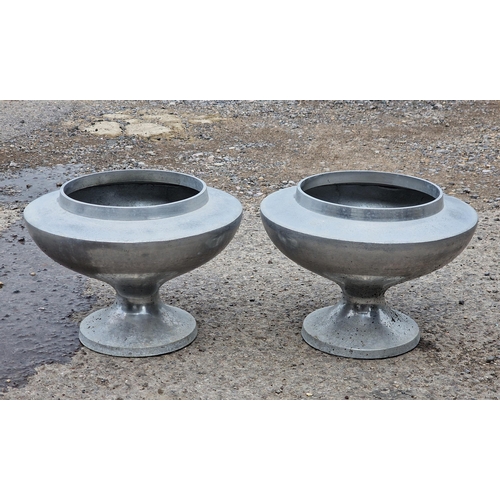 1085 - A pair of cast aluminium garden urns, H 26cm x W 36cm (2)