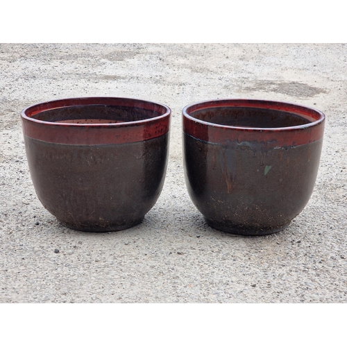 1087 - Pair of glazed planters, H 32cm x W 40cm (2)