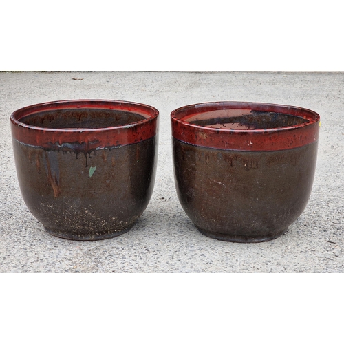 1087 - Pair of glazed planters, H 32cm x W 40cm (2)