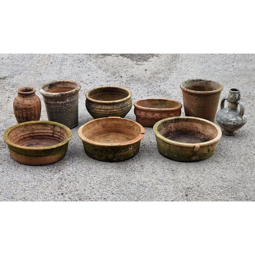 1088 - Nine assorted terracotta planters of various sizes and designs (9)