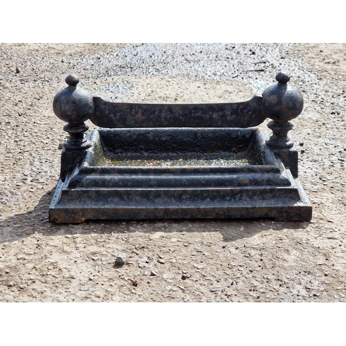 1094 - Painted cast iron boot scraper with stepped square base, H 17cm x W 37cm x D 26cm