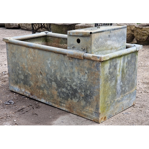 1131 - Good vintage galvanised steel trough with rounded edges, H 57cm x W 95cm  D 46cm