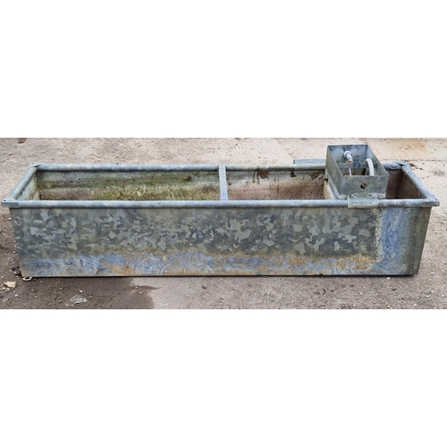 1132 - Good vintage rectangular galvanised steel trough with rounded edges together with a spare water pump... 