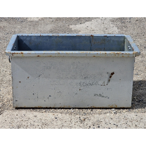 1142 - Galvanised steel rectangular planter with twin loop handles, H 31cm x W 66cm x D 37cm