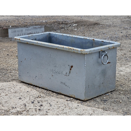 1142 - Galvanised steel rectangular planter with twin loop handles, H 31cm x W 66cm x D 37cm