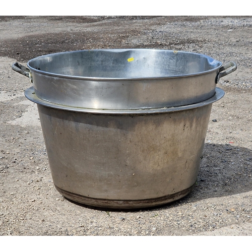 1143 - Large galvanised steel tub with twin carry handles, H 50cm x W 70cm