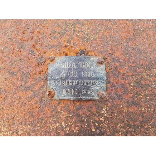 1145 - Good vintage galvanised steel grain bin with rivetted seams and twin iron handles, plaque inscribed ... 