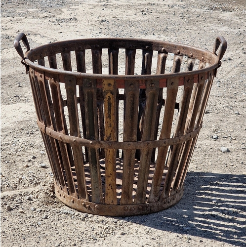 1151 - Vintage metal log basket with twin carry handles, H 37cm x W 46cm