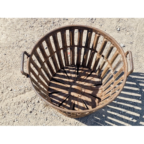 1151 - Vintage metal log basket with twin carry handles, H 37cm x W 46cm