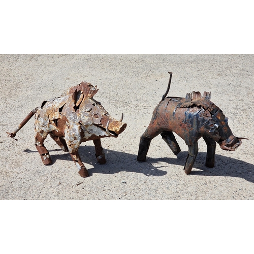 1172 - Two sheet metal ornaments of wild boar, H 35cm (2)