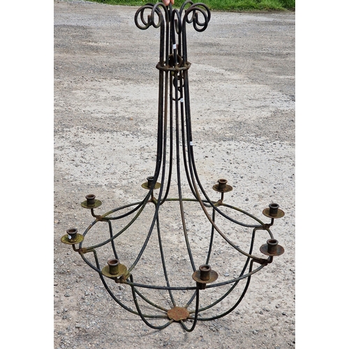 1182 - Painted scrolled metal cage chandelier, H 100cm