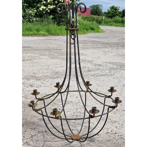 1182 - Painted scrolled metal cage chandelier, H 100cm