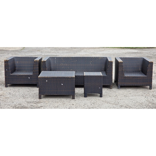 1192 - Five piece rattan effect garden furniture set to include sofa H 66cm x W 165cm, two chairs H 66cm x ... 