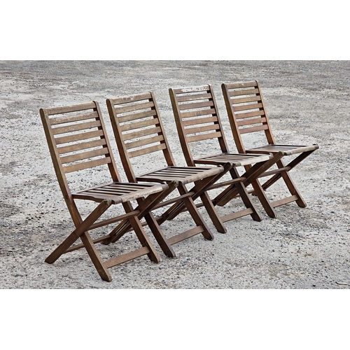 1194 - Four teak folding garden chairs with slatted seats and backs, H 88cm (4)