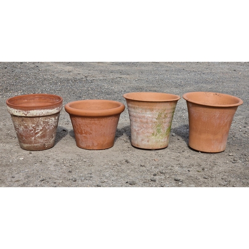 1217 - Four terracotta flower pots of varying design and sizes (4)