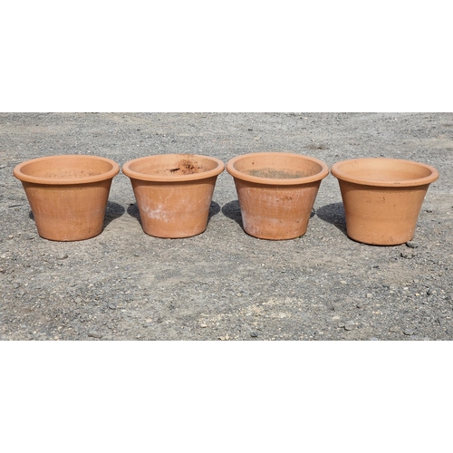 1218 - Set of four terracotta flower pots incised Yorkshire Flowerpots (4)