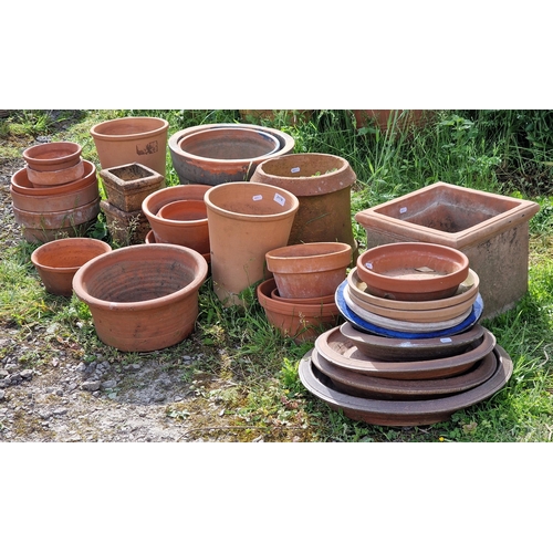 1219 - Collection of assorted terracotta flower pots of various designs and sizes