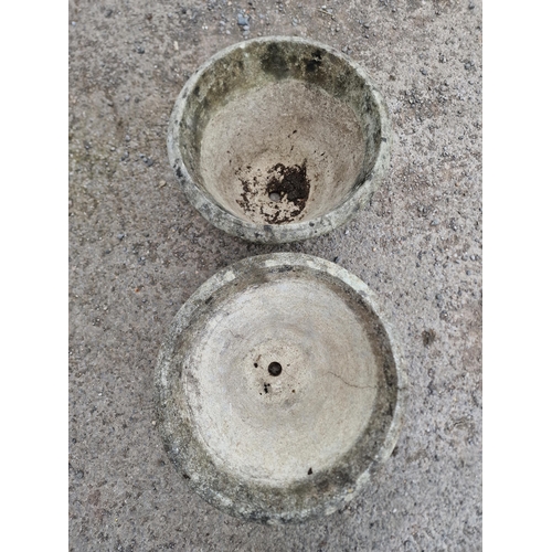 1239 - Pair of weathered reconstituted stone garden planters with fruiting swag detail, H 33cm x W 49cm (2)