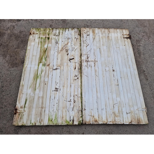 1246 - Pair of French barn doors with distressed paintwork, H 235cm x W 266cm (2)