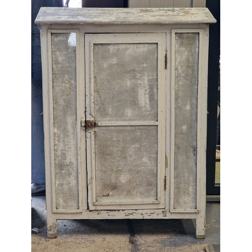 1252 - Vintage French bakers store with wire mesh panels and distressed paintwork, H 116cm x W 85cm x D 50c... 