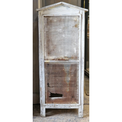 1252 - Vintage French bakers store with wire mesh panels and distressed paintwork, H 116cm x W 85cm x D 50c... 