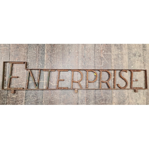 2486 - Vintage cast iron 'Enterprise' sign, H 139cm