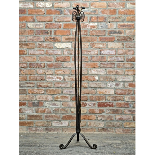 2367 - Good quality French Art Deco wrought iron standard lamp, H 164cm