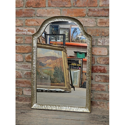 2424 - Contemporary metal framed wall mirror of arched form H 85cm x W 58cm