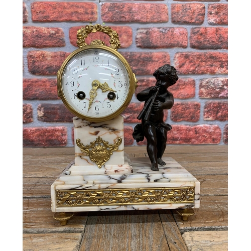 265 - A Fine French Ormolu clock, with painted enamel face, an 