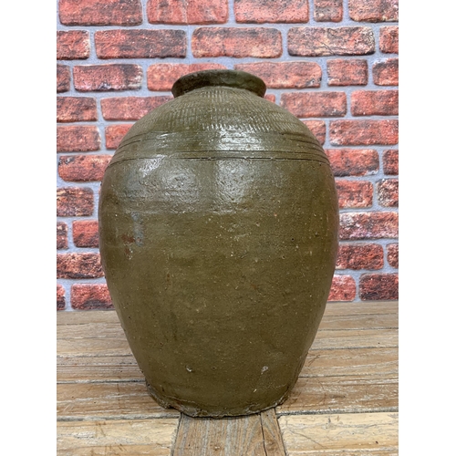 1281 - Vintage Large Chinese Pickling or clay water Jar H45cm, W35cm.