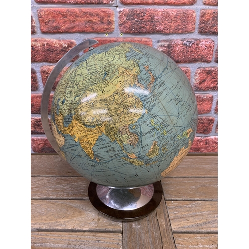 2385 - Vintage German glass light up Columbus Duo Erdglobus globe by Paul Oestergaard, tested working.  H43... 