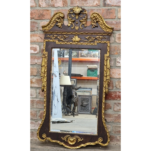 2429 - Georgian style gilt wood bevelled edge wall mirror, H 110cm x W 55cm