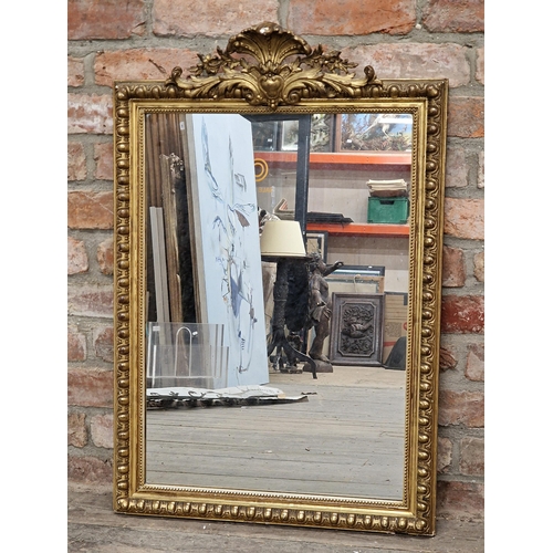 2431 - 19th century giltwood and gesso wall mirror, H 93cm x W 62cm