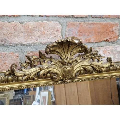 2431 - 19th century giltwood and gesso wall mirror, H 93cm x W 62cm