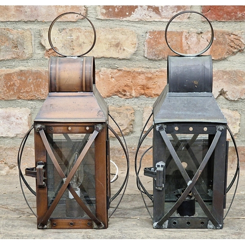 2369 - Pair of vintage copper wall lights, H 40cm (2)