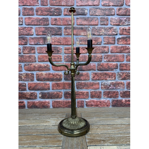 2382 - French Empire Style Bouillotte 3 Light Brass Table Lamp, H75cm